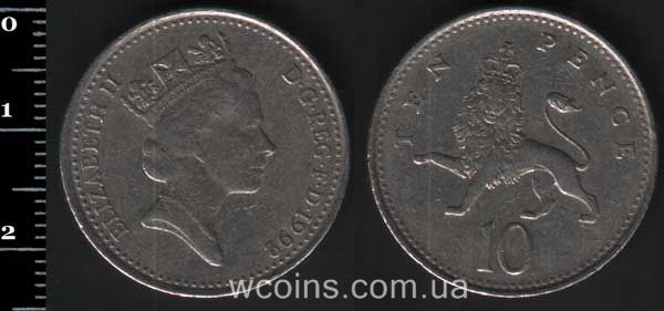Монета Великобритания 10 пенсов 1992