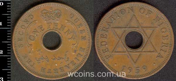 Монета Нигерия 1 пенни 1959