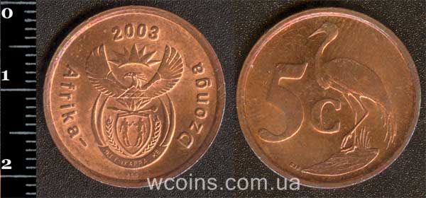 Монета ЮАР 5 центов 2003