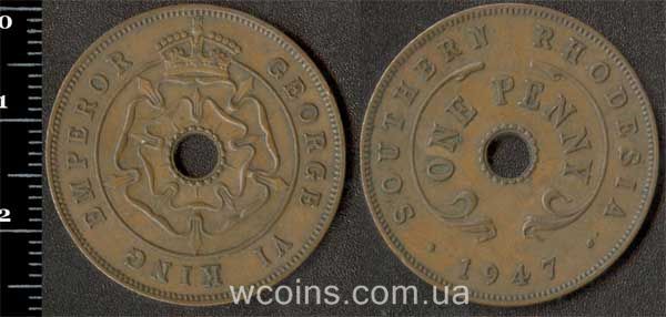 Монета Зимбабве 1 пенни 1947