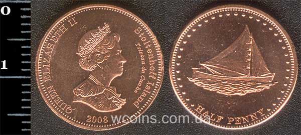 Монета Тристан-да-Кунья Острова 1/2 пенни 2008
