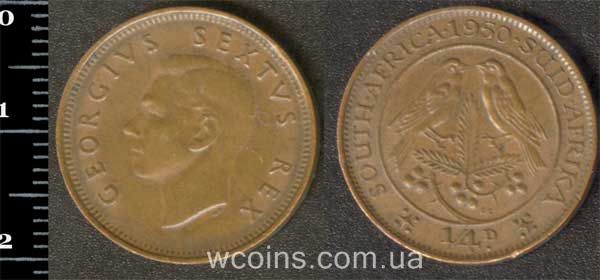 Монета ЮАР 1/4 пенни 1950
