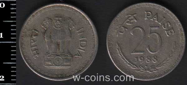 Монета Индия 25 пайс 1988