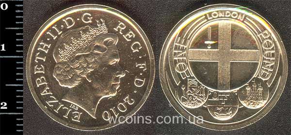 Монета Великобритания 1 фунт 2010 Лондон