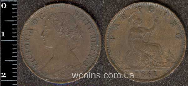 Монета Великобритания фартинг 1861