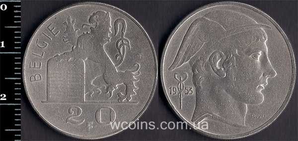 Монета Бельгия 20 франков 1953