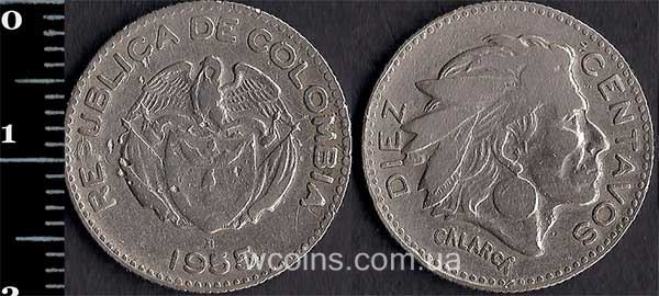 Монета Колумбия 10 сентаво 1955