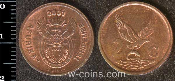 Монета ЮАР 2 цента 2001
