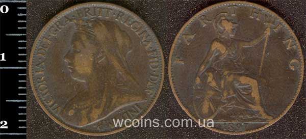Монета Великобритания фартинг 1897