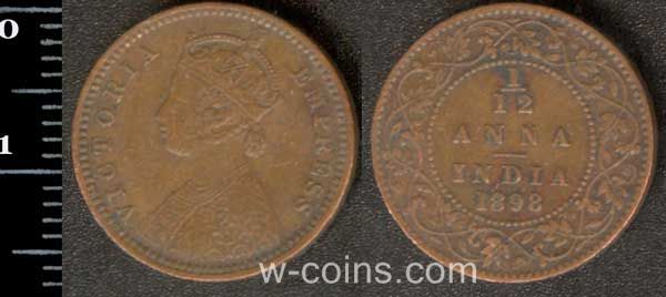 Монета Индия 1/12 анны 1898