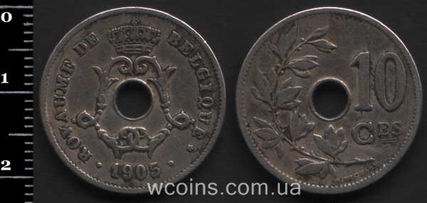 Монета Бельгия 10 сантимов 1905
