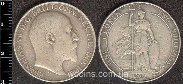 Монета Великобритания 1 флорин 1902