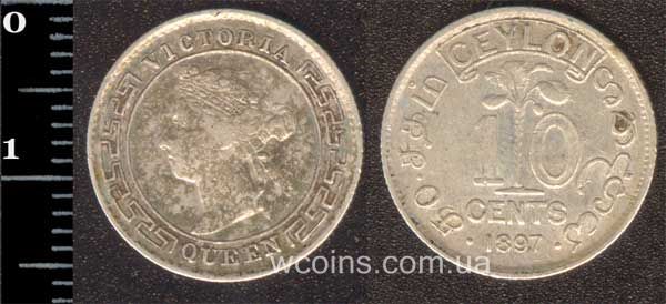 Монета Шри Ланка 10 центов 1897