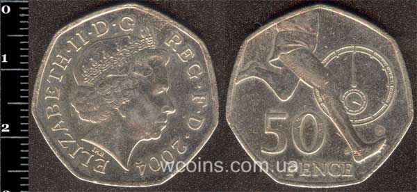 Монета Великобритания 50 пенсов 2004