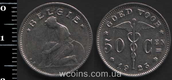 Монета Бельгия 50 сантимов 1923