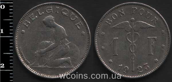 Монета Бельгия 1 франк 1923