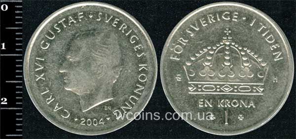Монета Швеция 1 крона 2004