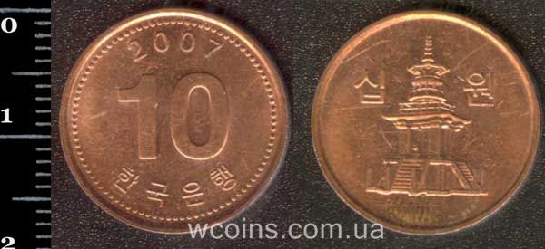 Монета Корея Южная 10 вон 2007