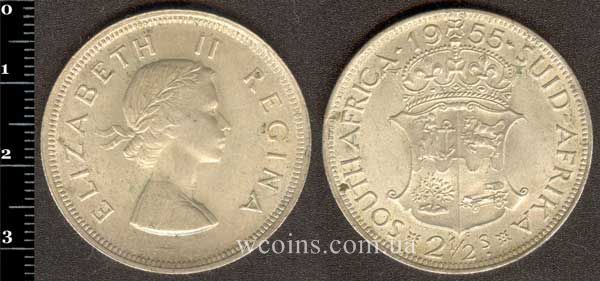 Монета ЮАР 2,5 шиллинга 1955