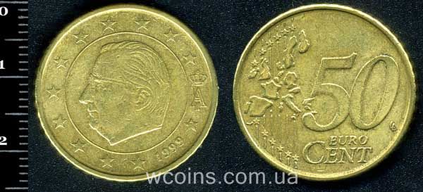 Монета Бельгия 50 евро центов 1999