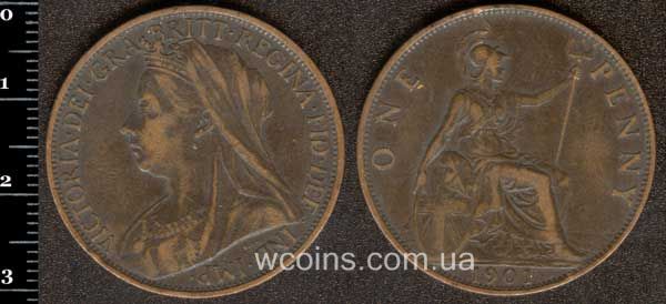 Монета Великобритания 1 пенни 1901