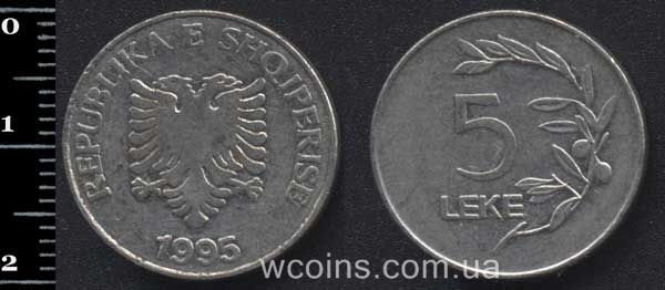 Монета Албания 5 лек 1995