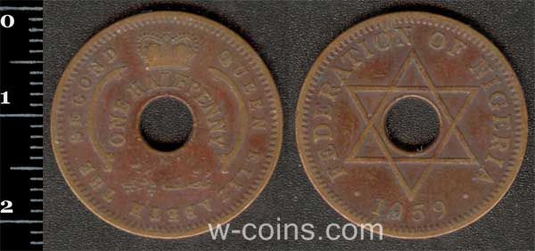 Монета Нигерия 1/2 пенни 1959