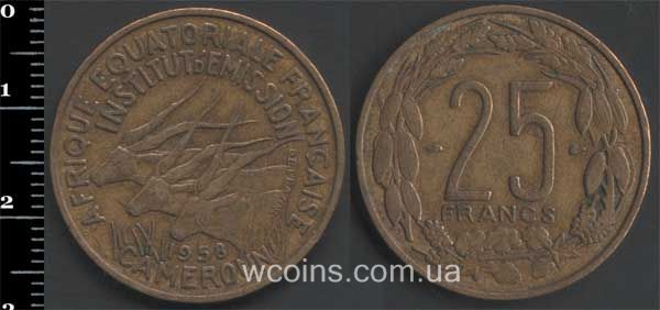 Монета Камерун 25 франков 1958