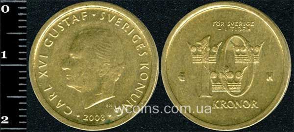 Монета Швеция 10 крон 2003