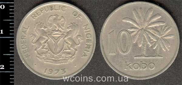 Монета Нигерия 10 кобо 1973