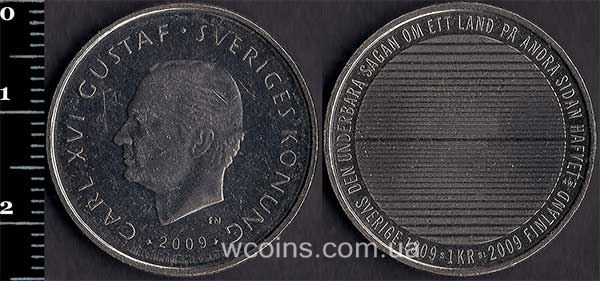 Монета Швеция 1 крона 2009