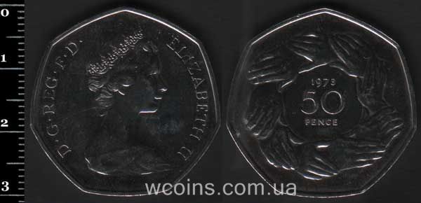 Монета Великобритания 50 новых пенсов 1973
