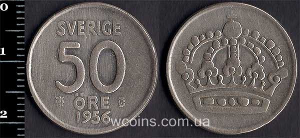 Монета Швеция 50 эре 1956