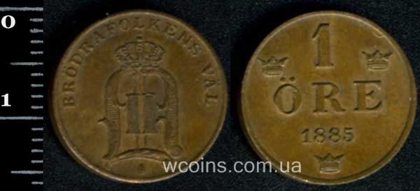 Монета Швеция 1 эре 1885