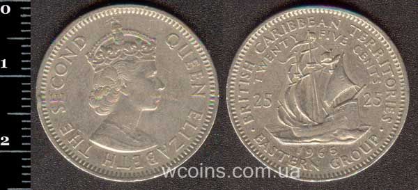 Монета Восточно-Карибские Государства 25 центов 1965