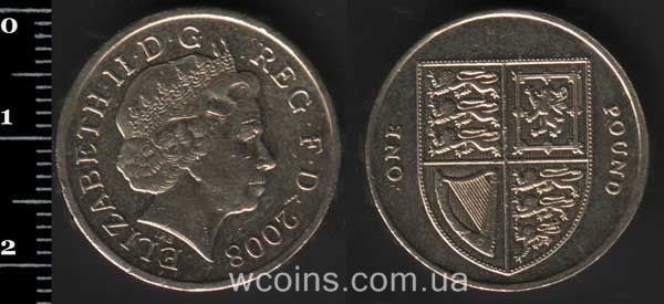Монета Великобритания 1 фунт 2008