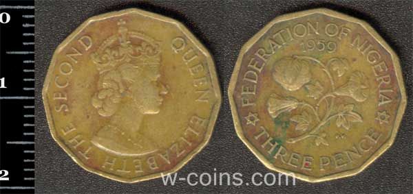 Монета Нигерия 3 пенса 1959