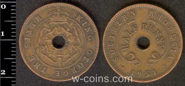 Монета Зимбабве 1/2 пенни 1951