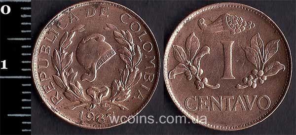 Монета Колумбия 1 сентаво 1967