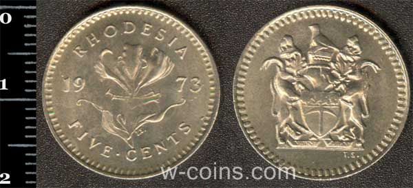 Монета Зимбабве 5 центов 1973