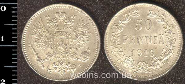 Монета Финляндия 50 пенсов 1916