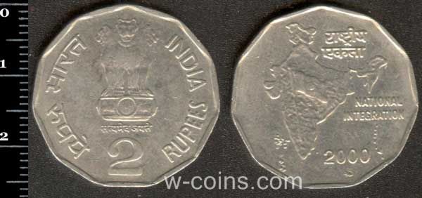 Монета Индия 2 рупии 2000