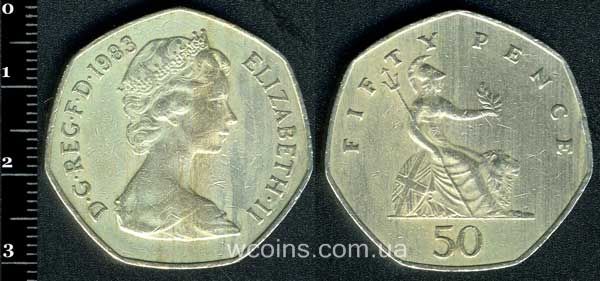Монета Великобритания 50 пенсов 1983