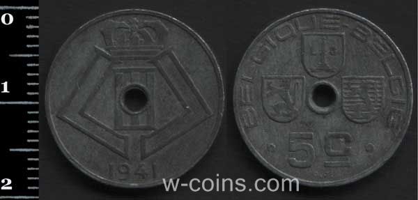 Монета Бельгия 5 сантимов 1941