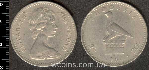Монета Зимбабве 2 шиллинга 1964