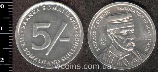 Монета Сомалиленд 5 шиллингов 2002