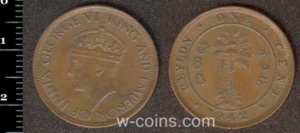Монета Шри Ланка 1 цент 1942