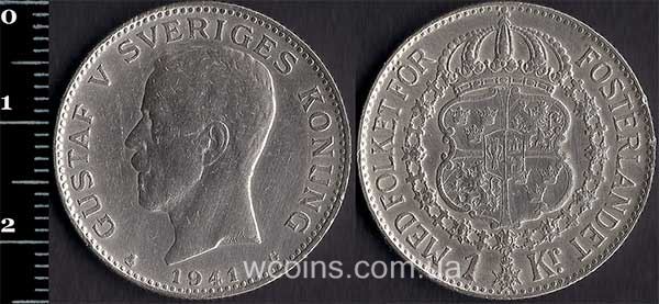 Монета Швеция 1 крона 1941
