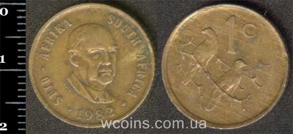 Монета ЮАР 1 цент 1982
