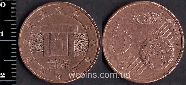 Монета Мальта 5 евроцентов 2008